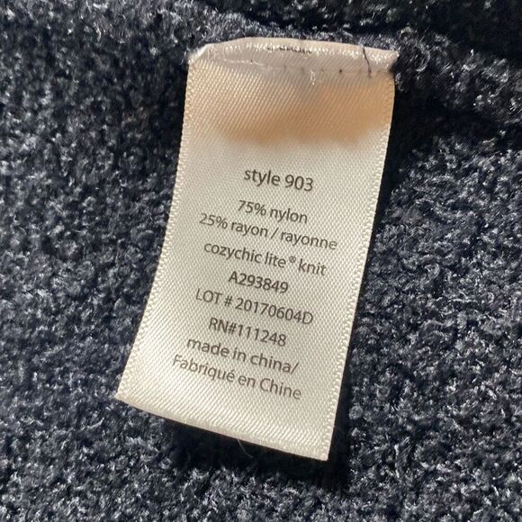 Barefoot Dreams Cozychic S/M Lite Island Wrap Cardigan Black Pockets Open Front - Picture 13 of 16